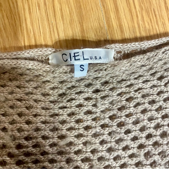 🏷️🏷️Ladies Tan Beige wool blend Duster Herringbone knit cardigan layering - Picture 4 of 9